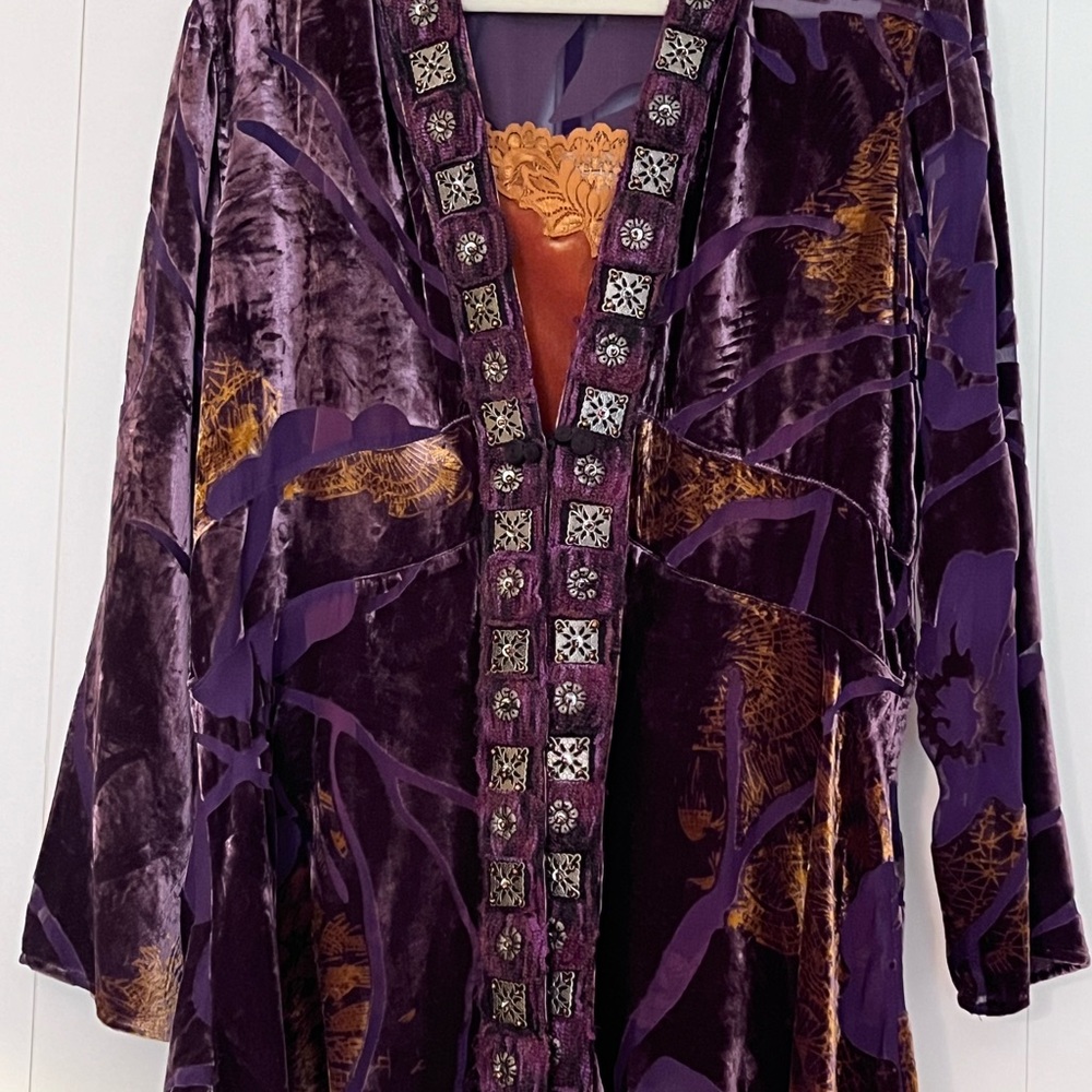 Purple Velvet Kimono with Embellishments